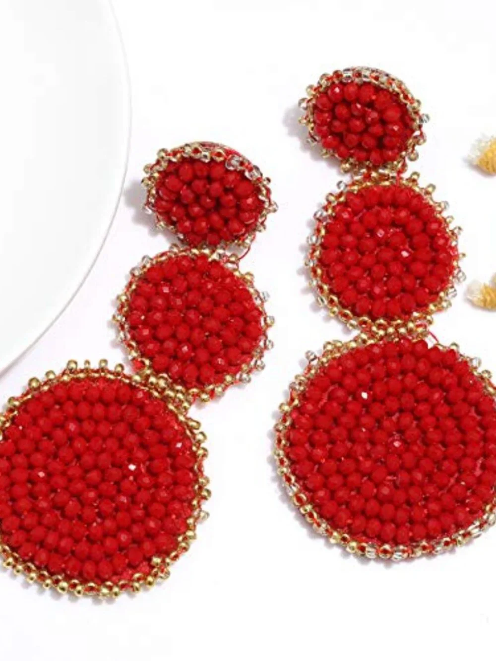 Beaded Drop Earrings Statement Seed Bead Earring